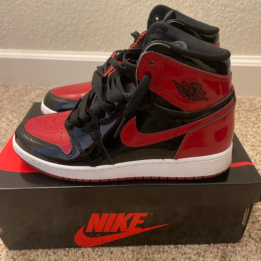 Jordan 1 black and red patent